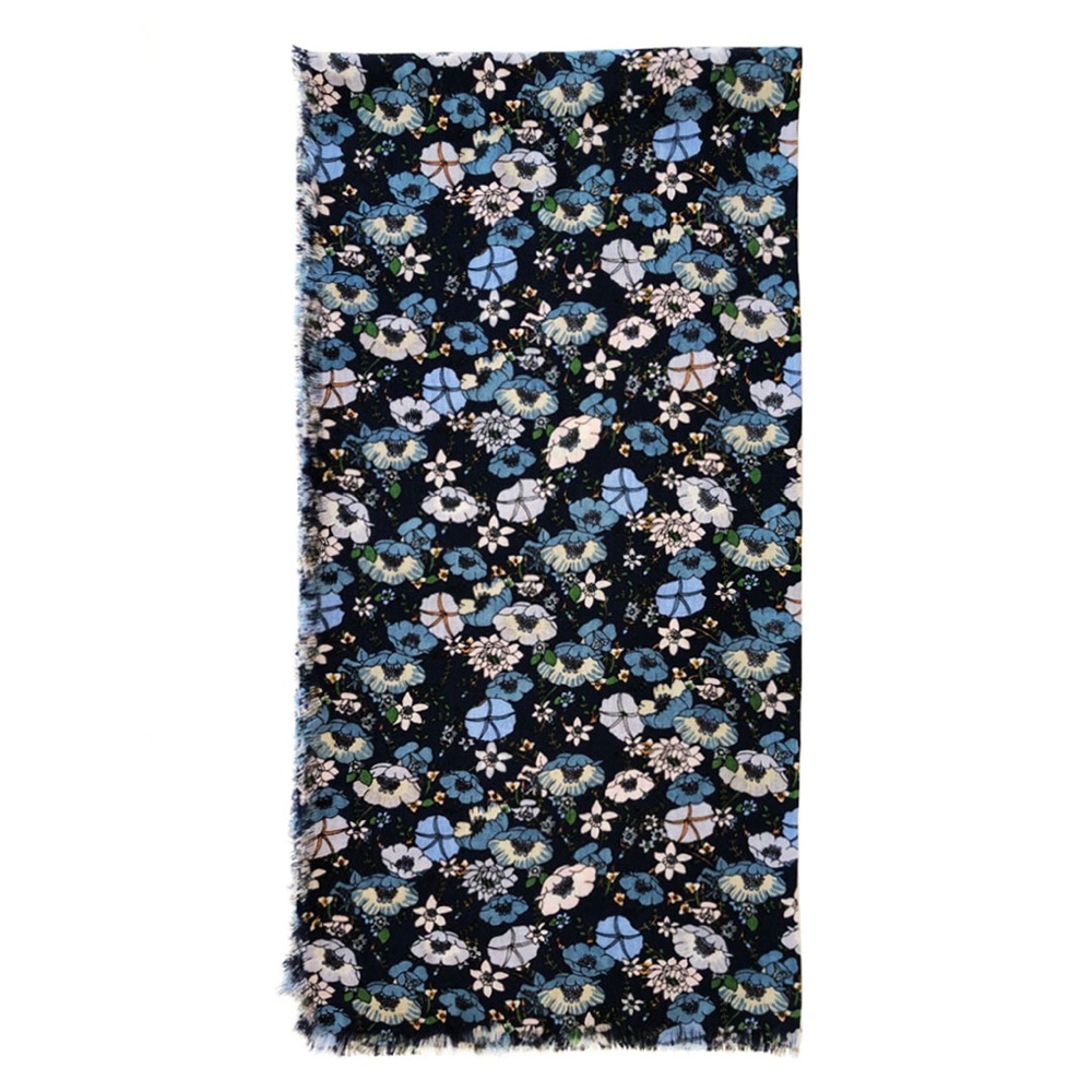 Tory Burch Blossom Ditsy Wool Herringbone Scarf - Picture 4 of 4